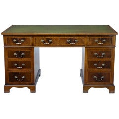 Vintage Early 20th Century Inlaid Mahogany Pedestal Desk