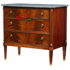 1920s Directoire Inspired Mahogany Chest of Drawers with Marble Top
