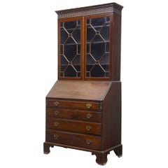 Antique 19th Century Early Victorian Mahogany Bureau Bookcase
