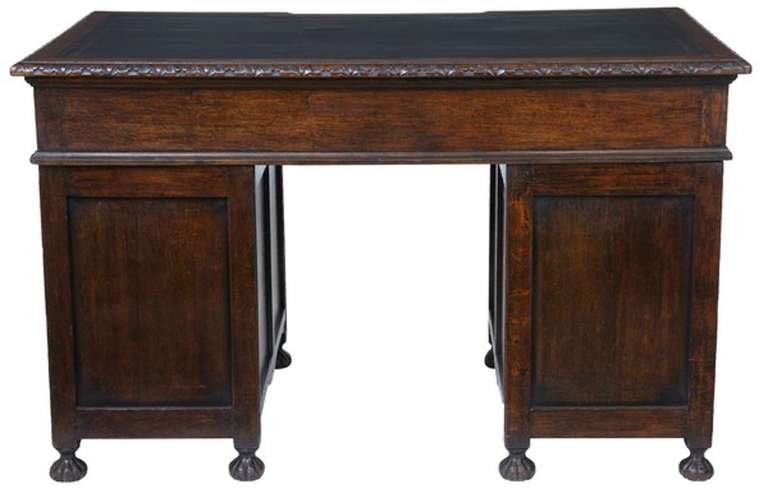 19th Century High Victorian Carved Oak Pedestal Desk 2
