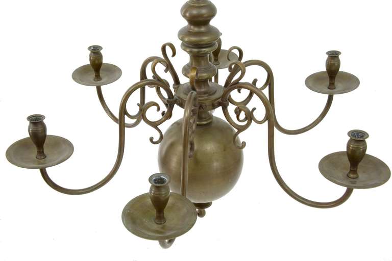 19th Century Solid Brass Dutch Six Arm Chandelier At 1stdibs 19th Century Solid Brass Dutch Six Arm Chandelier In Excellent Condition For Debenham