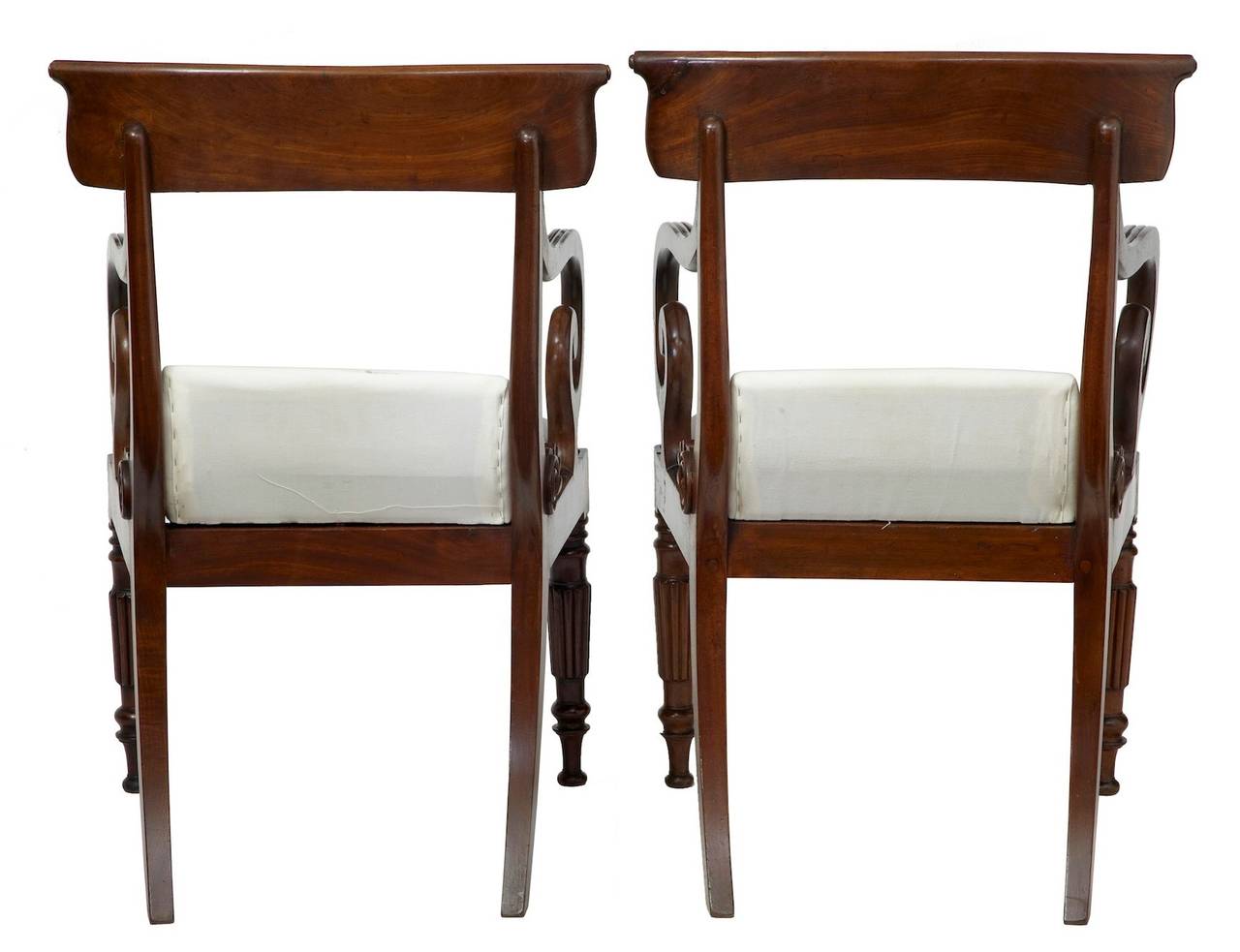 English Pair of 19th Century William IV Mahogany Library Chairs
