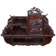 19th Century Carved Chinese Hardwood Wall Cabinet