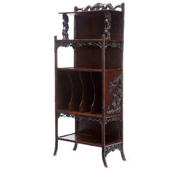 Stunning 19th Century Chinese Carved Hardwood Open Cabinet