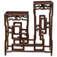 Antique Late 19th Century Chinese Rosewood Two-Tier Stand
