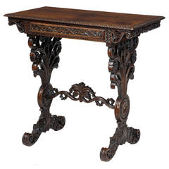 19th Century Anglo-Indian, Carved Rosewood Side Table