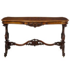 Victorian 19th Century Carved Walnut Center Table
