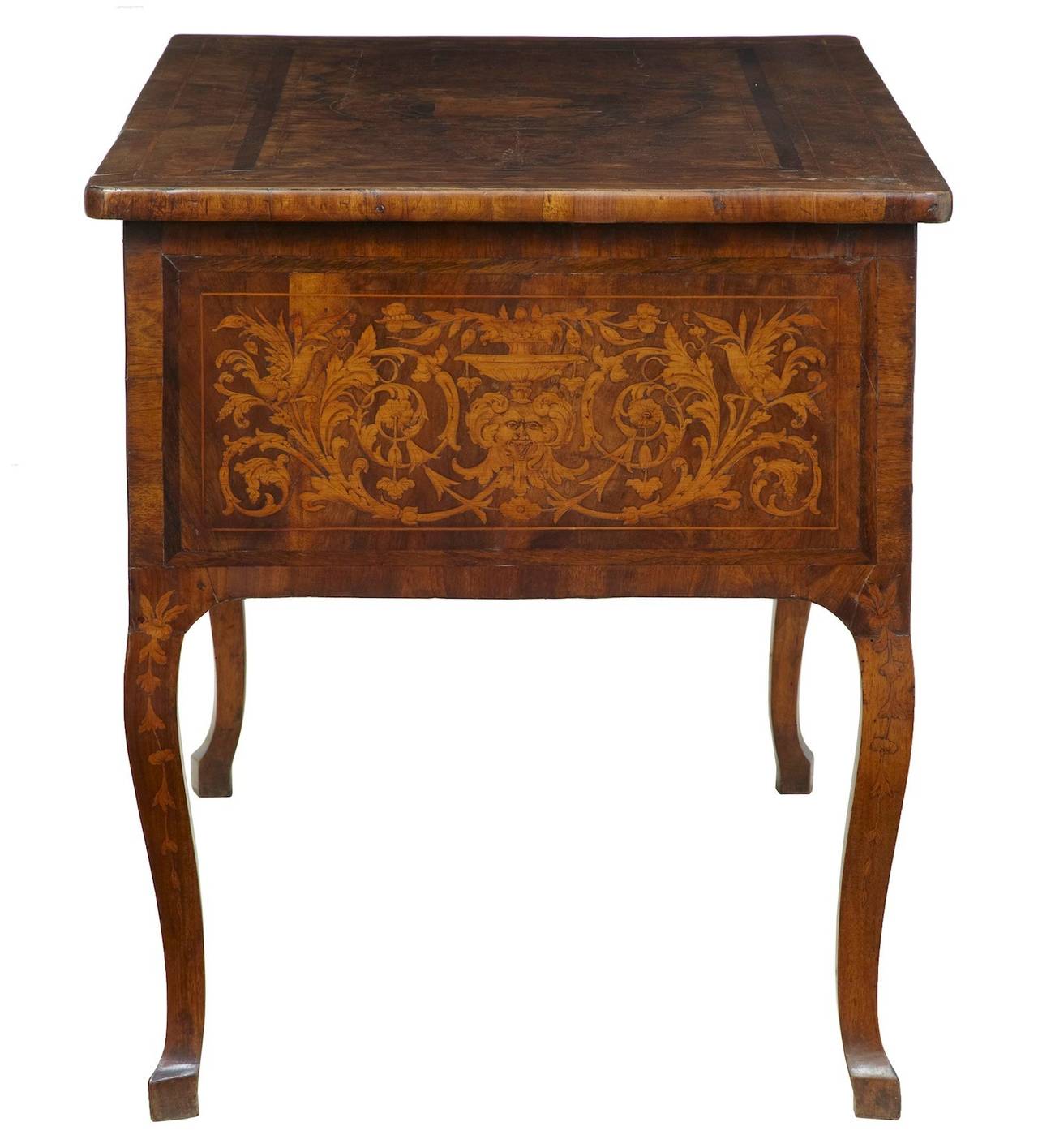 Beautiful rare Italian desk circa 1770. 

Inlaid with figures, masks and foliage. 

5 drawers.