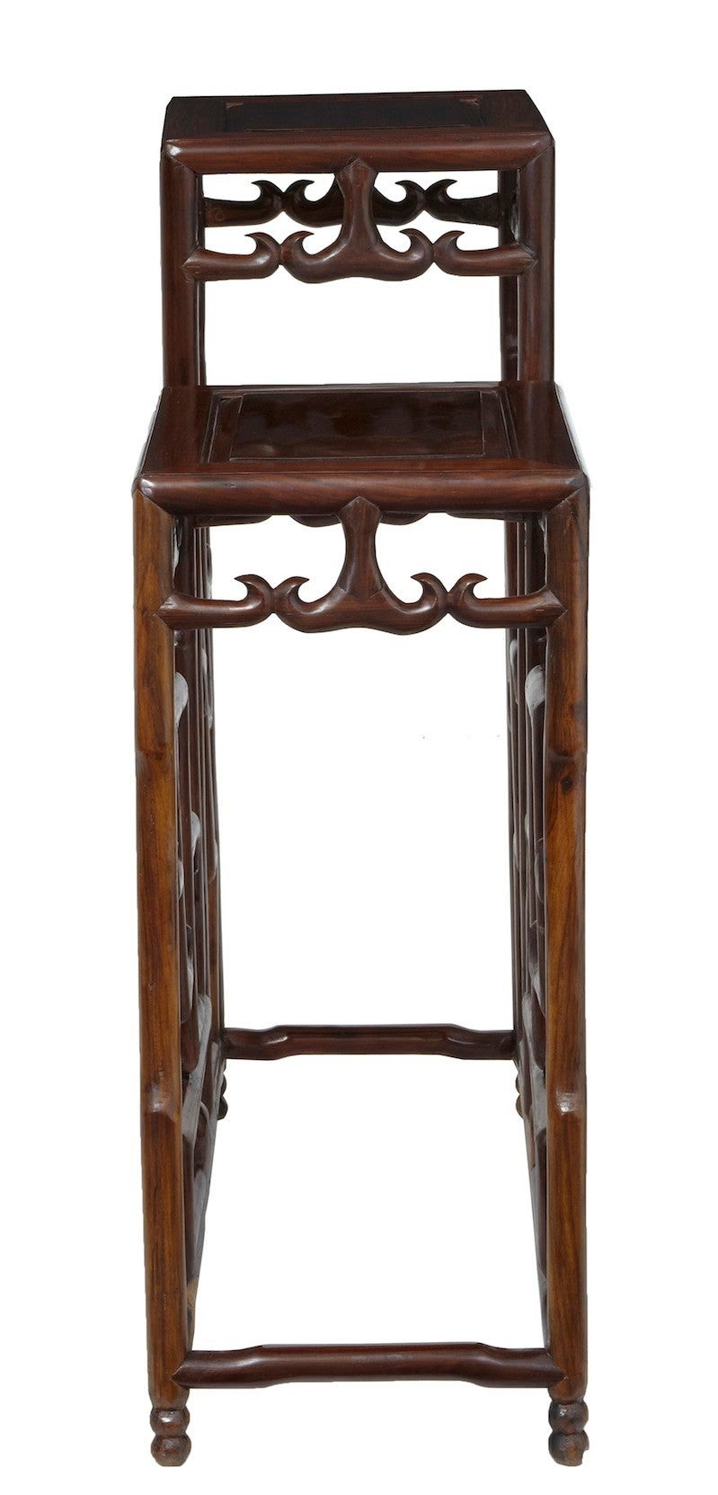 Good quality rosewood pot stand circa 1890. 

Featuring a carved network of supports which form the structure. 

Ideal for modern use as a telephone table.