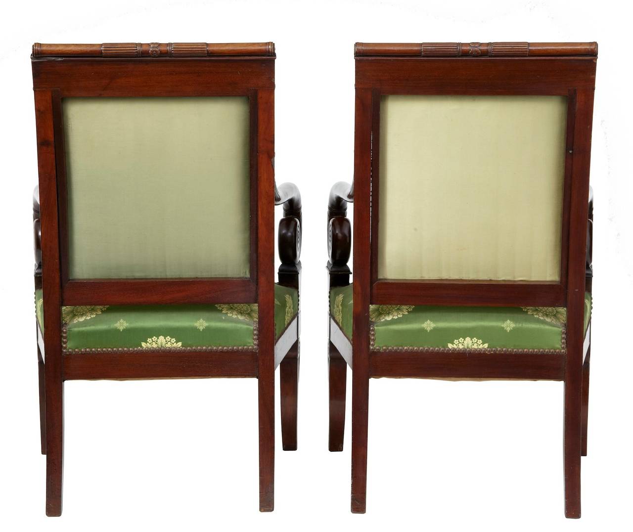 Pair of 19th Century Carved French Mahogany Empire Armchairs In Excellent Condition In Debenham, Suffolk