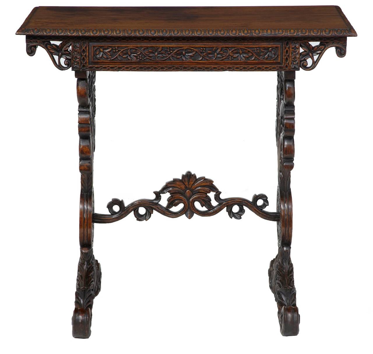 19th Century Anglo-Indian, Carved Rosewood Side Table In Good Condition In Debenham, Suffolk