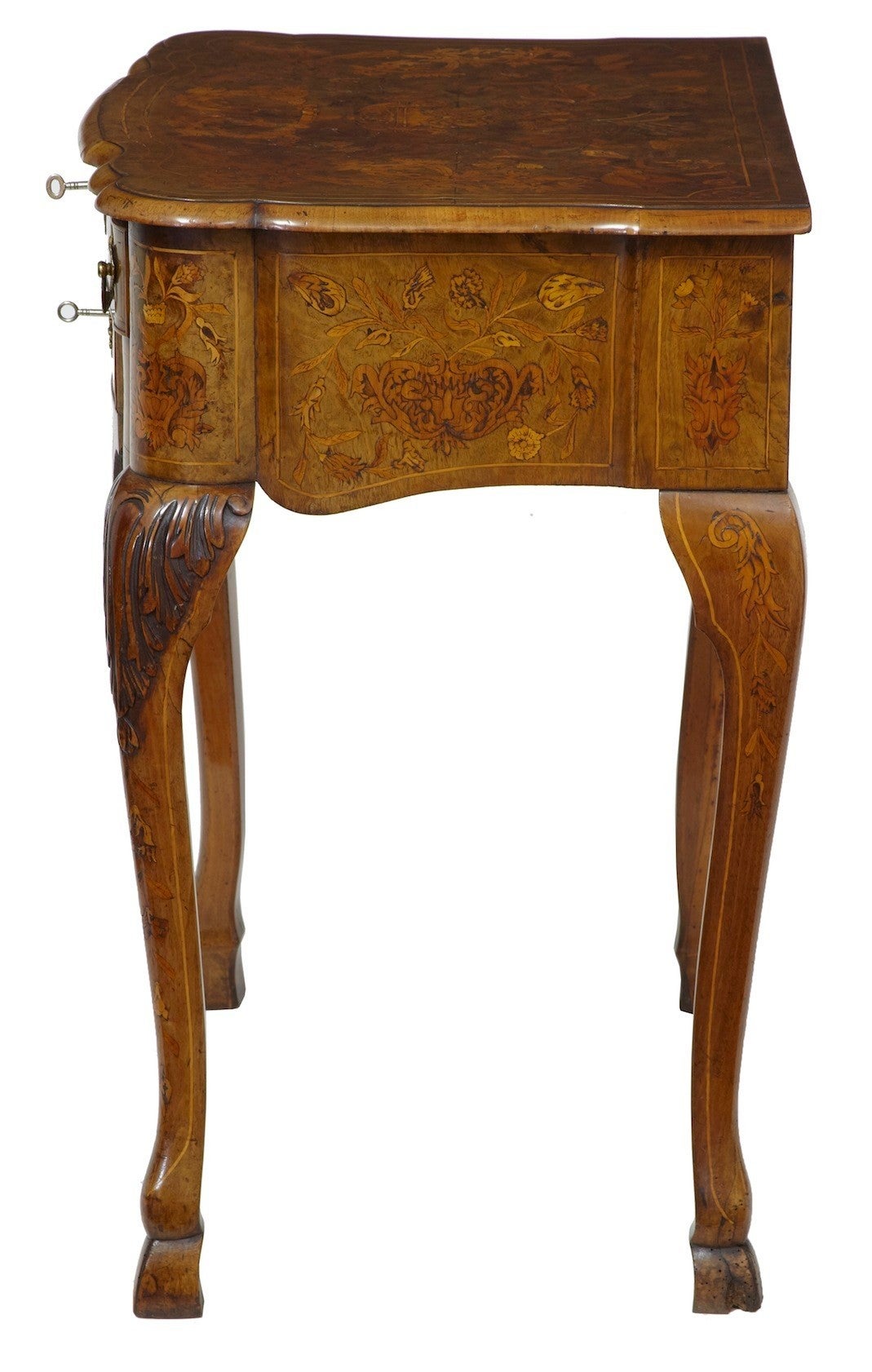 18th Century Dutch Walnut Marquetry Lowboy Side Table In Good Condition In Debenham, Suffolk