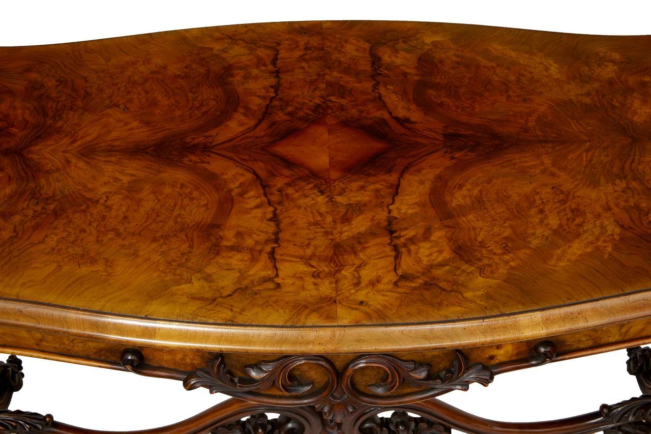 English Victorian 19th Century Carved Walnut Center Table