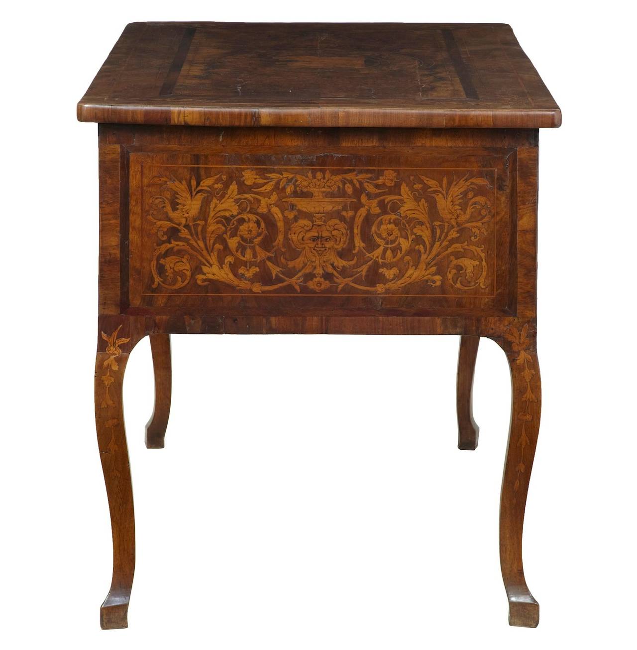 Rare 18th Century Italian Inlaid Walnut Writing Desk 1