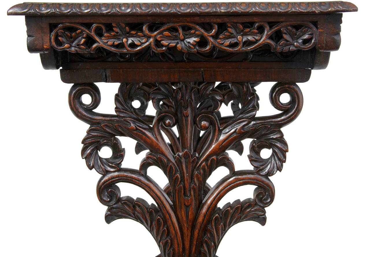19th Century Anglo-Indian, Carved Rosewood Side Table 1