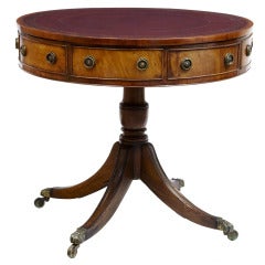 Antique 19th Century Mahogany Small Drum Centre Table