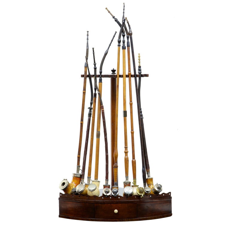 19th Century Mahogany Decorative Pipe Rack with Meerschaum Pipes at 1stdibs