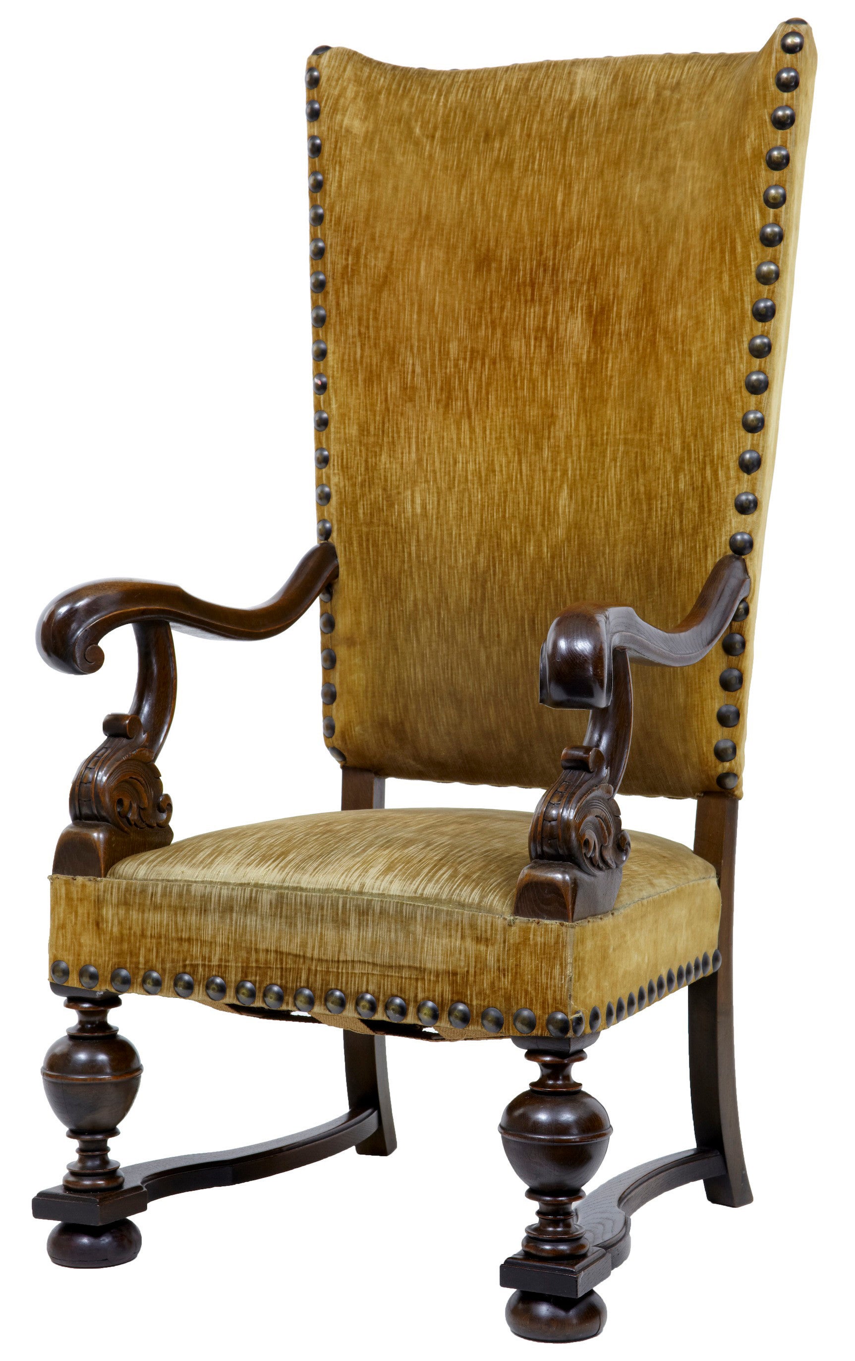 Rare 19th Century French Oak Large High Back Armchair