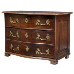 Antique 18th Century German Oak Serpentine Commode Chest Of Drawers