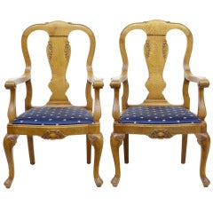 Pair of 19th Century Chippendale Influenced Oak Armchairs