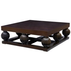 20th Century Large Walnut Contemporary Art Deco Influenced Coffee Lounge Table