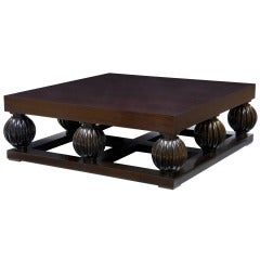 Vintage 20th Century Large Walnut Contemporary Art Deco Influenced Coffee Lounge Table