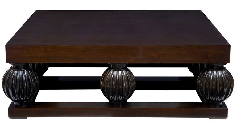 20th Century Large Walnut Contemporary Art Deco Influenced Coffee Lounge Table