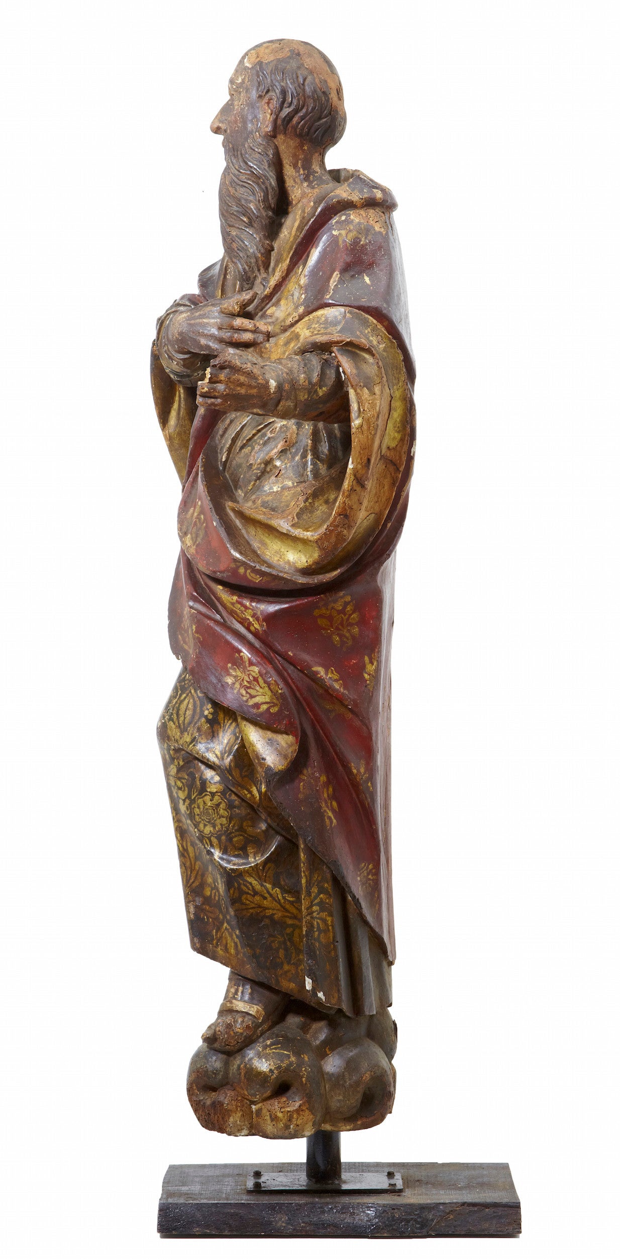 17th Century Carved Lime Wood, Polychrome Figure of Francis of Assisi
