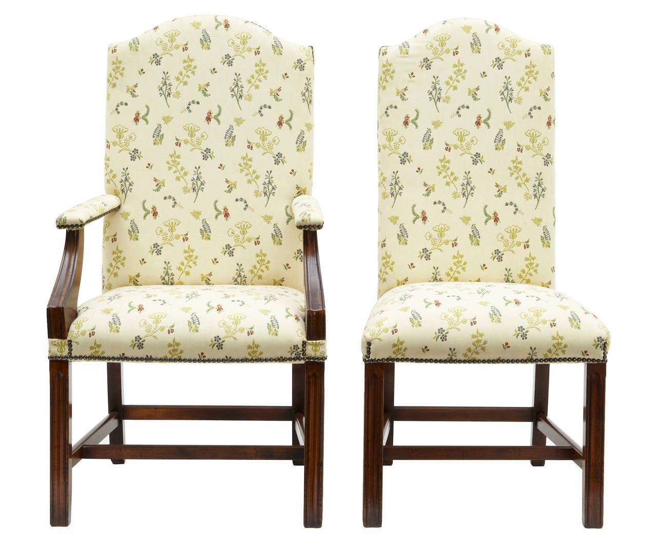 Set of Twelve Camelback Mahogany Dining Chairs