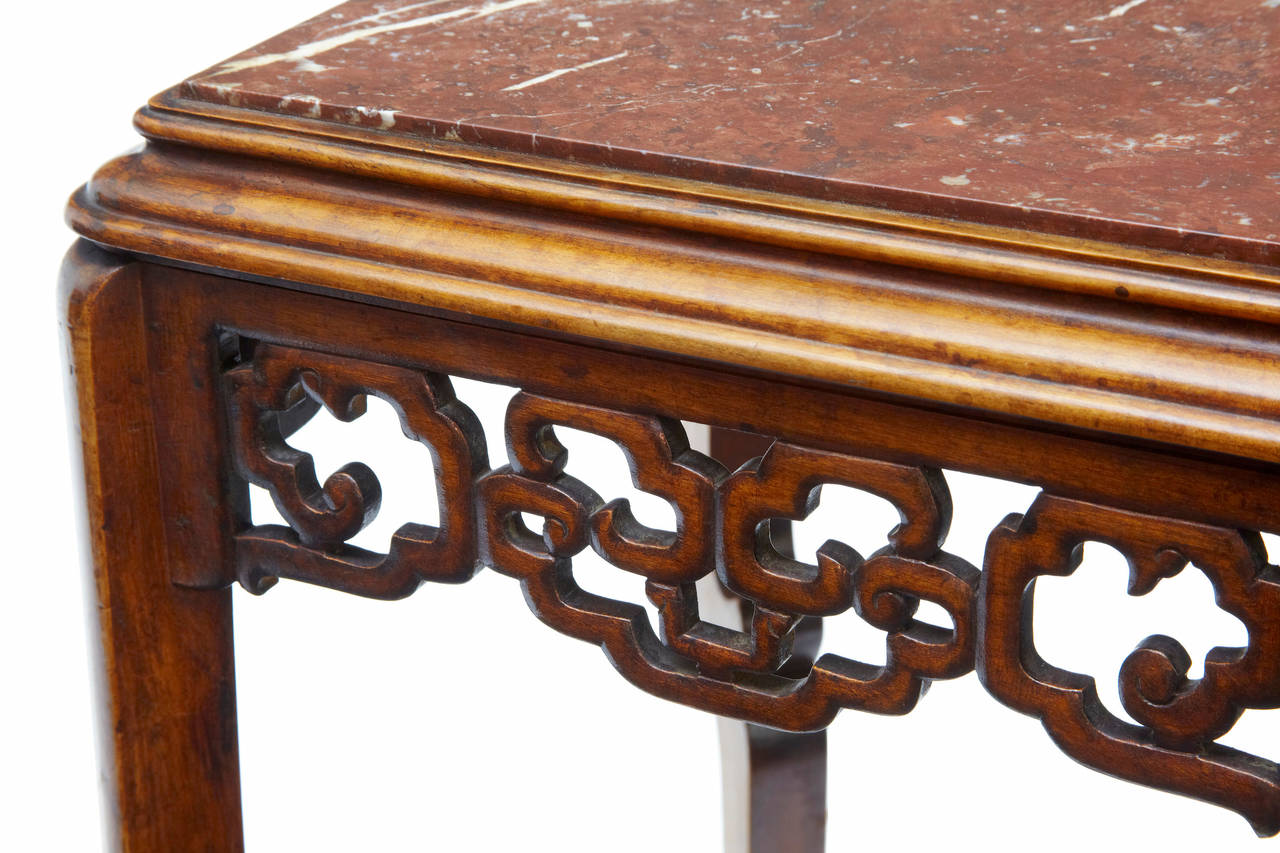 Chinese Export 19th Century Carved Chinese Hardwood Plant Stand