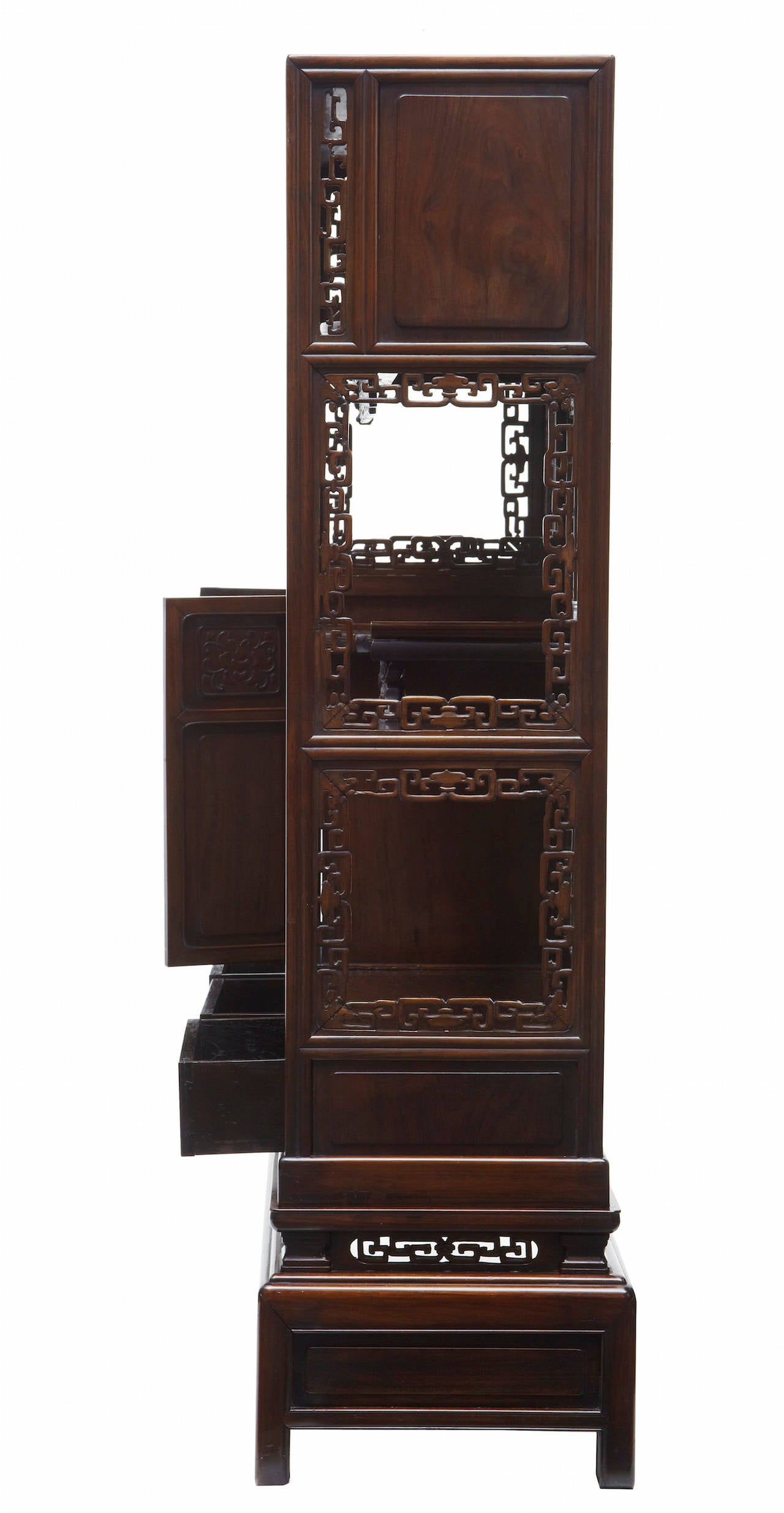 Late 19th Century Chinese Carved Huanghuali Display Cabinet 1