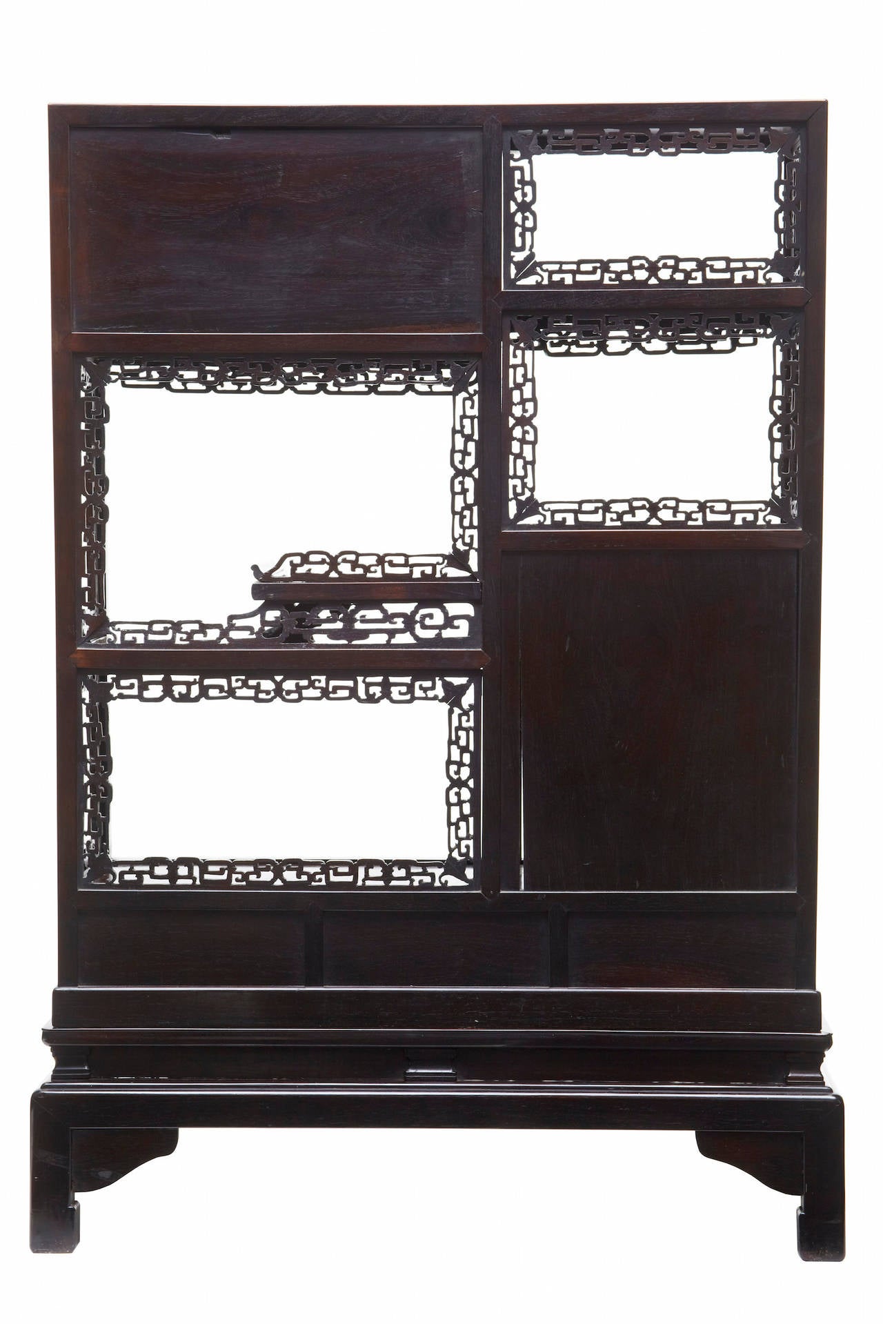 Late 19th Century Chinese Carved Huanghuali Display Cabinet 2