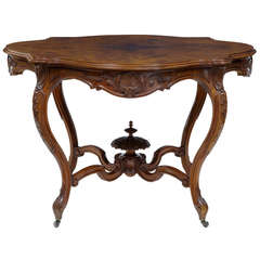 Antique 19th Century Victorian Carved Walnut Centre Table
