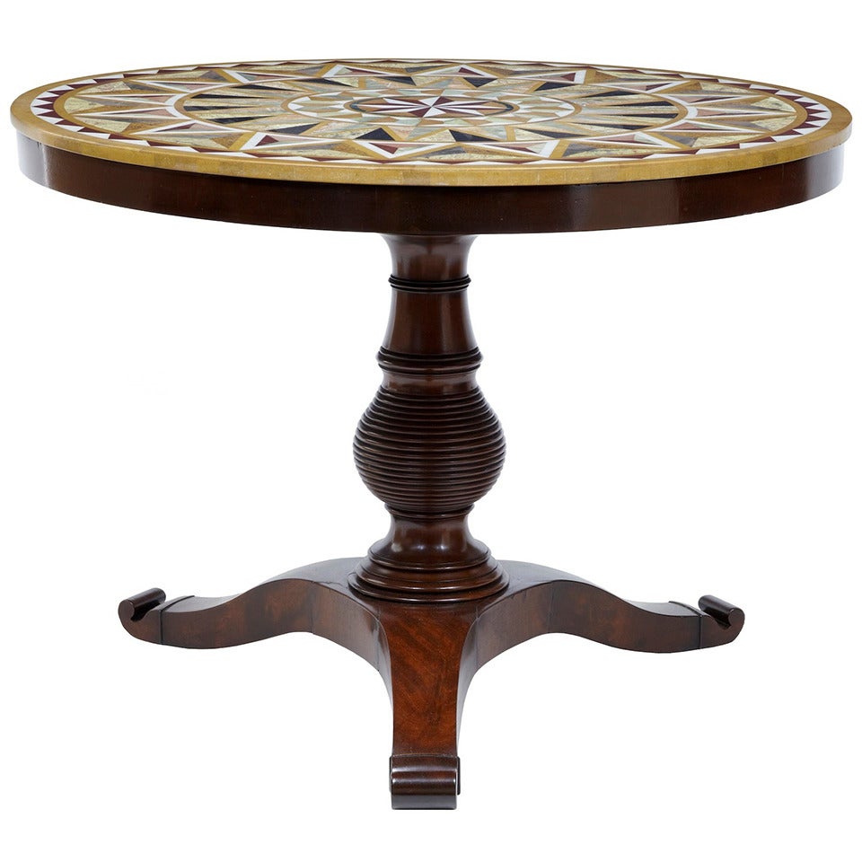 19th Century French Mahogany Specimen Marble Top Centre Table