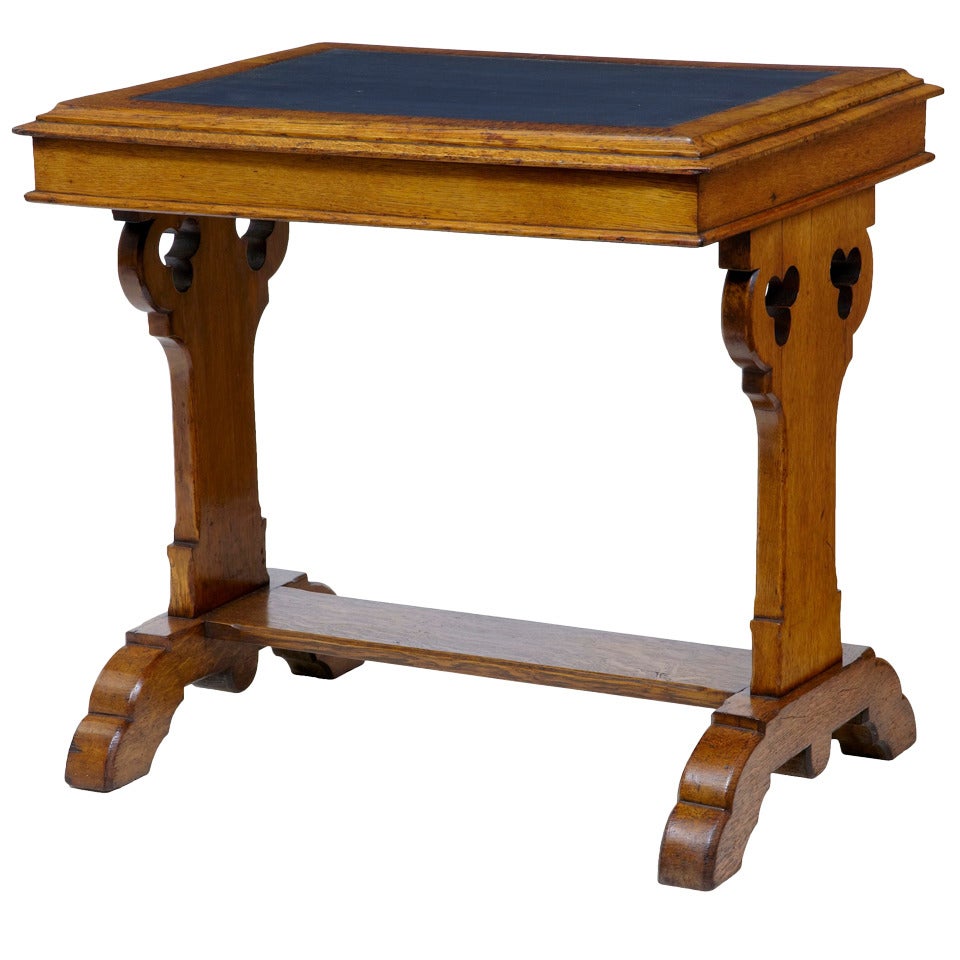 19th Century Gothic Oak Small Writing Hall Table
