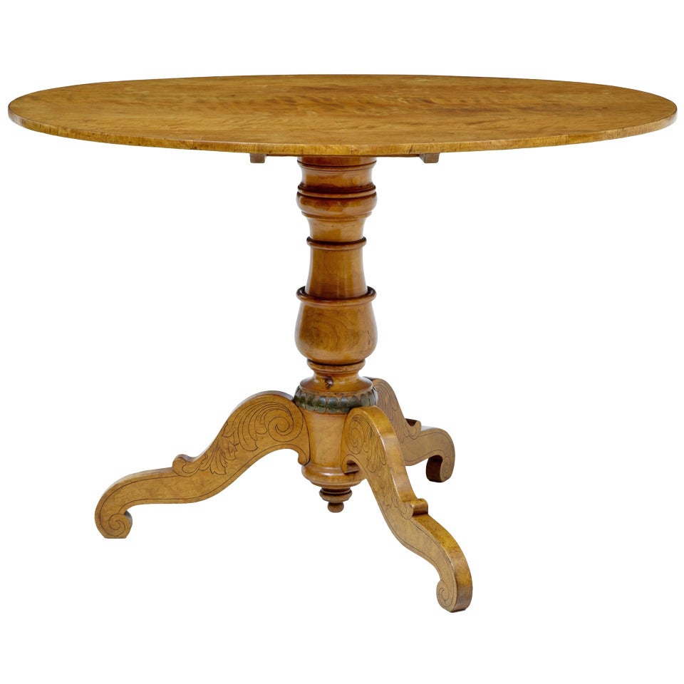 19th Century Swedish Birch Tilt-Top Oval Table