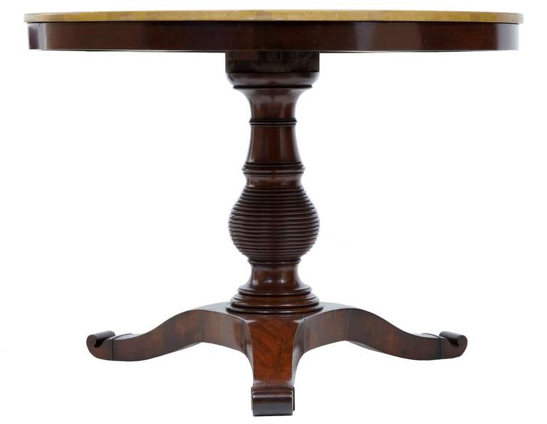 Stunning Specimen Marble Top Table Circa 1830

Beautiful Marble Top Rich In Color, Standing On A Carved And Turned Triform Base.