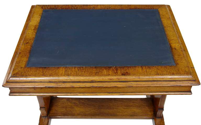 19th Century Gothic Oak Small Writing Hall Table In Excellent Condition In Debenham, Suffolk