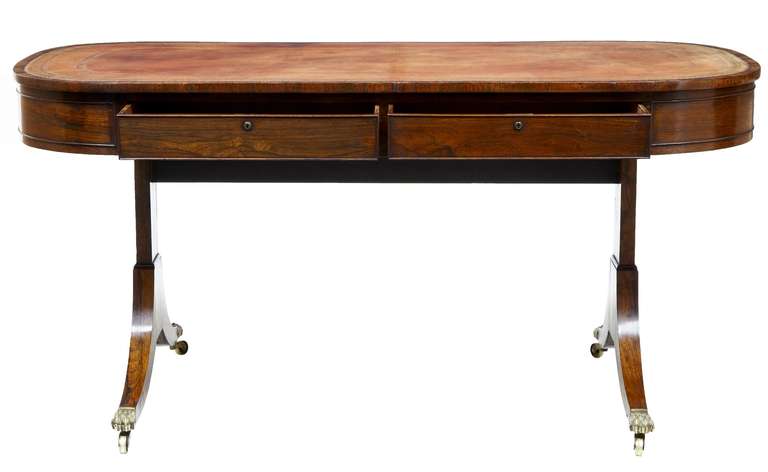English 19th Century Regency Rosewood Writing Library Table Desk