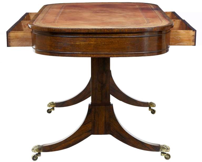 19th Century Regency Rosewood Writing Library Table Desk In Excellent Condition In Debenham, Suffolk