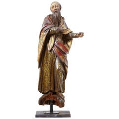 17th Century Carved Lime Wood, Polychrome Figure of Francis of Assisi