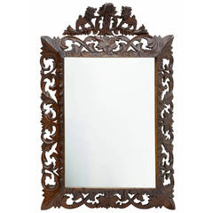 19th Century French Carved Oak Mirror