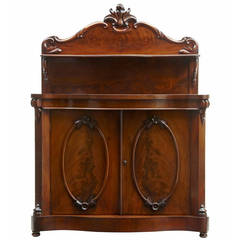 19th Century English Serpentine Mahogany Chiffionier Sideboard