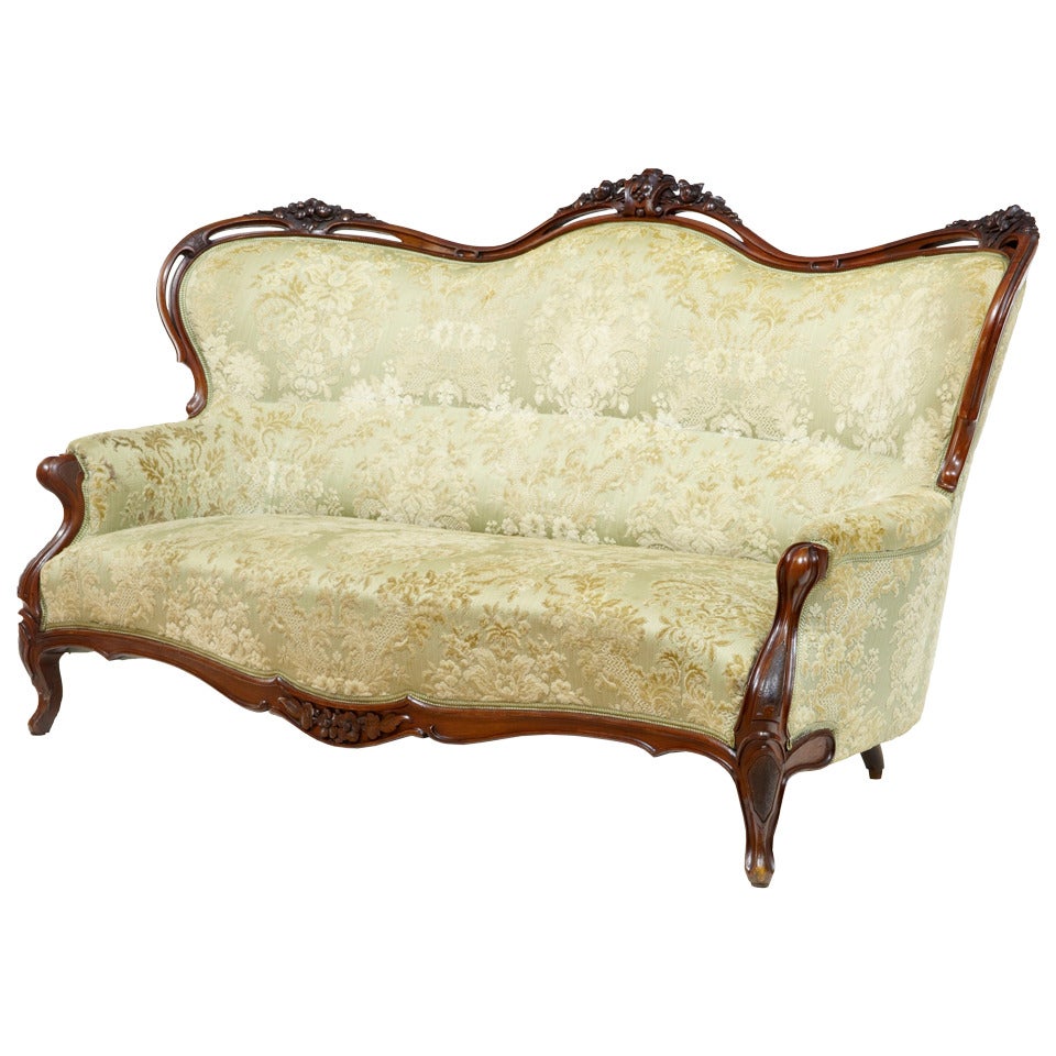19th Century High Victorian Walnut Sofa