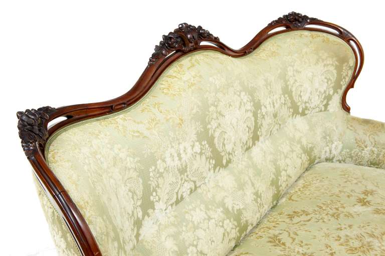19th Century High Victorian Walnut Sofa 1