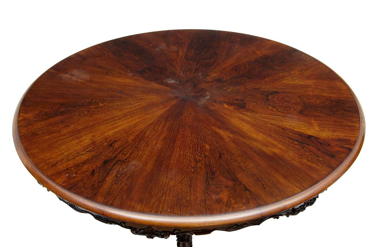 Fine quality table which has Italian and Portuguese influences circa 1860. 

Carved tripod base with swags, would have originally had castors which can be restored if required, top is currently in original condition and would need restoration to
