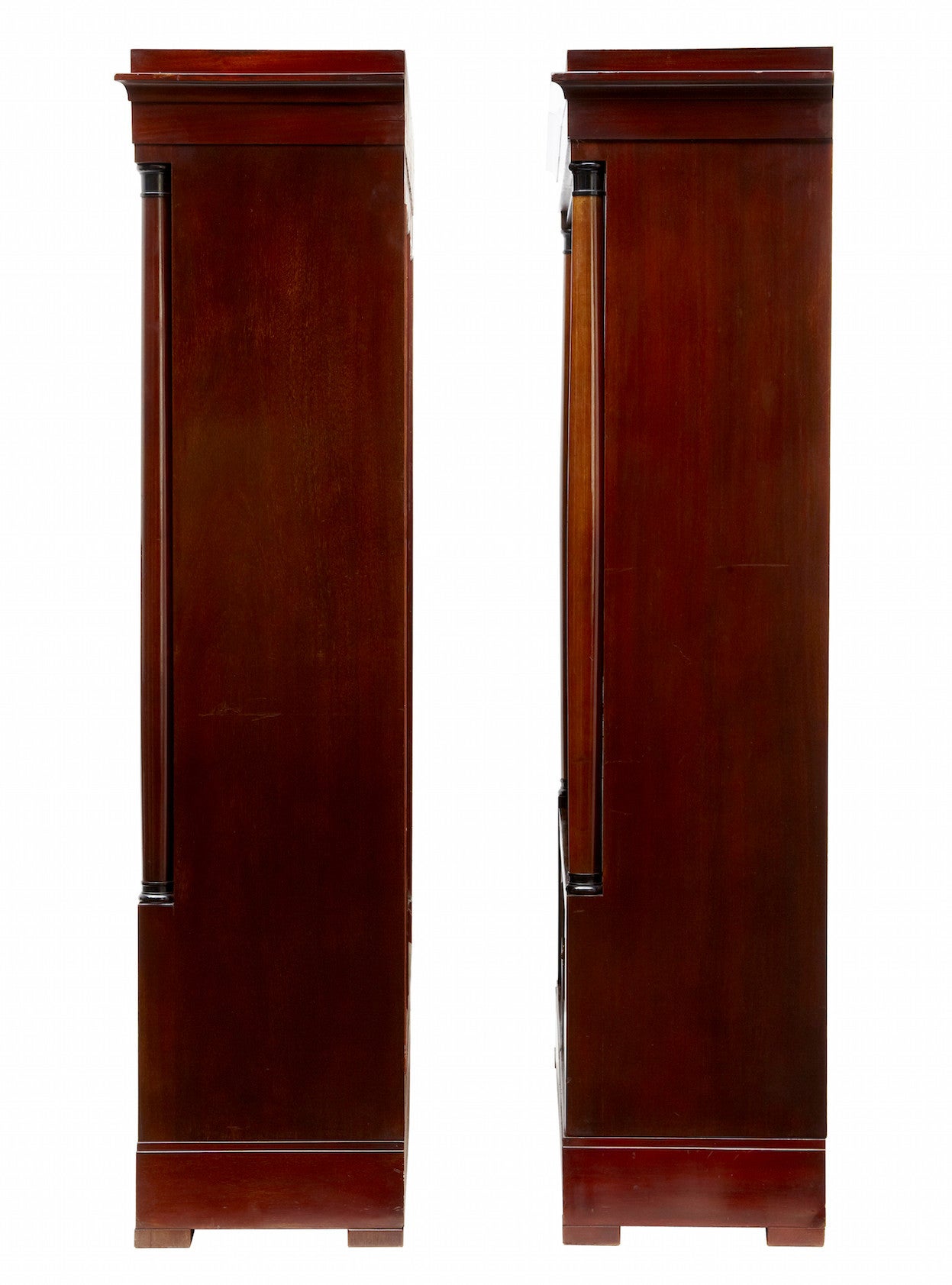 Pair of 19th Century French Empire Influenced, Mahogany Open Bookcases