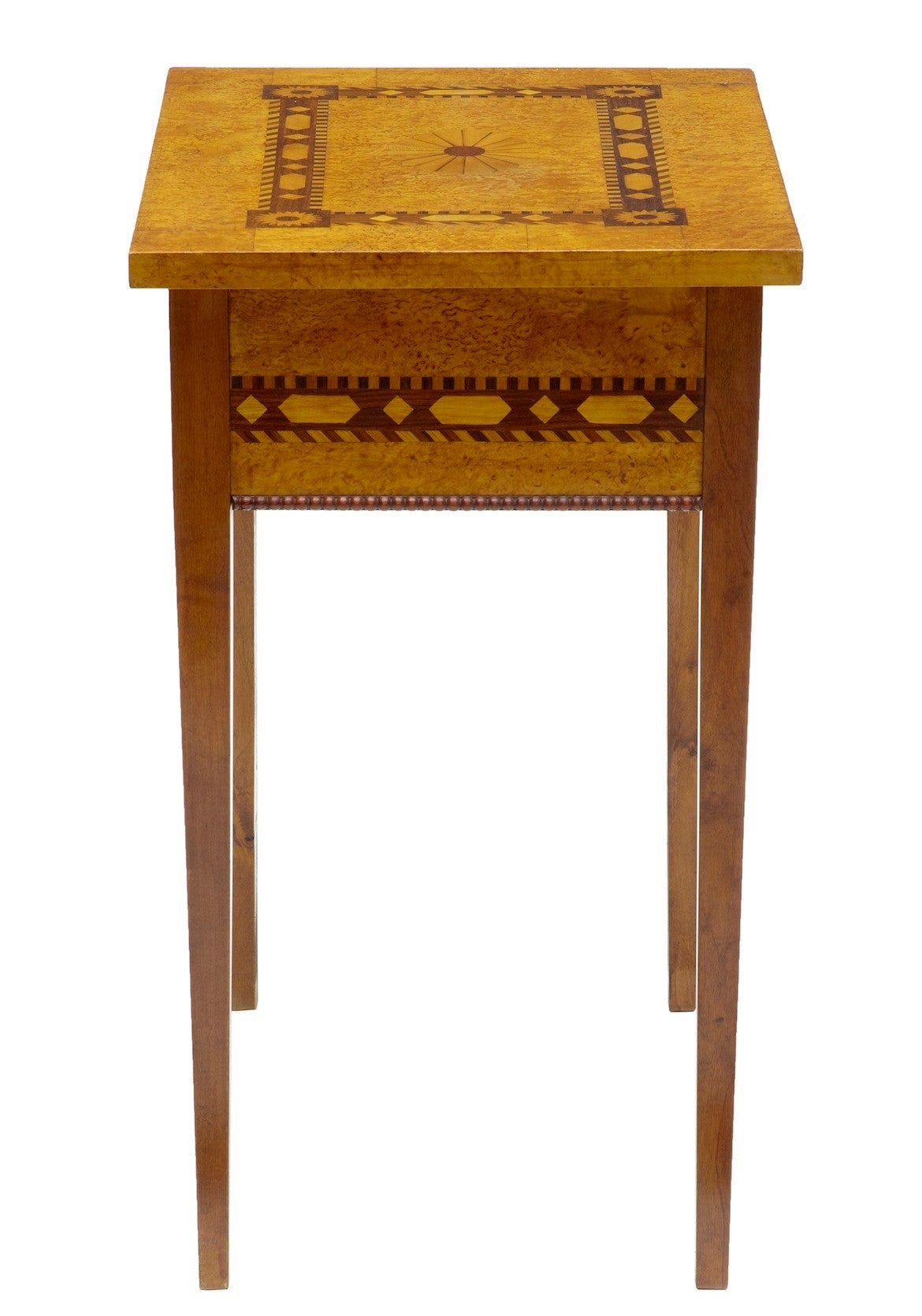 Gustavian 19th Century Birch Root Inlaid Sewing Side Table