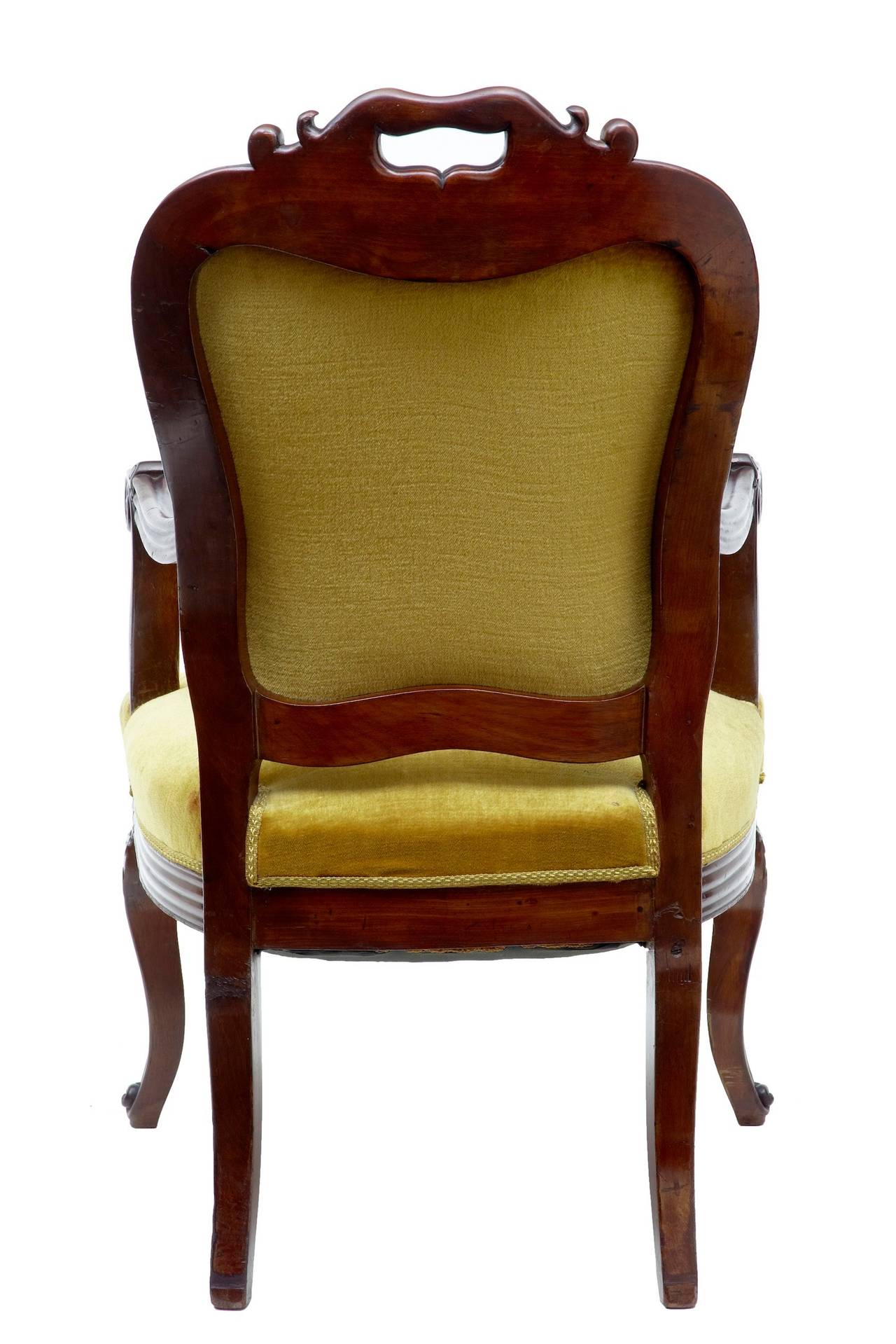 Louis XV 19th Century French Carved Mahogany Armchair