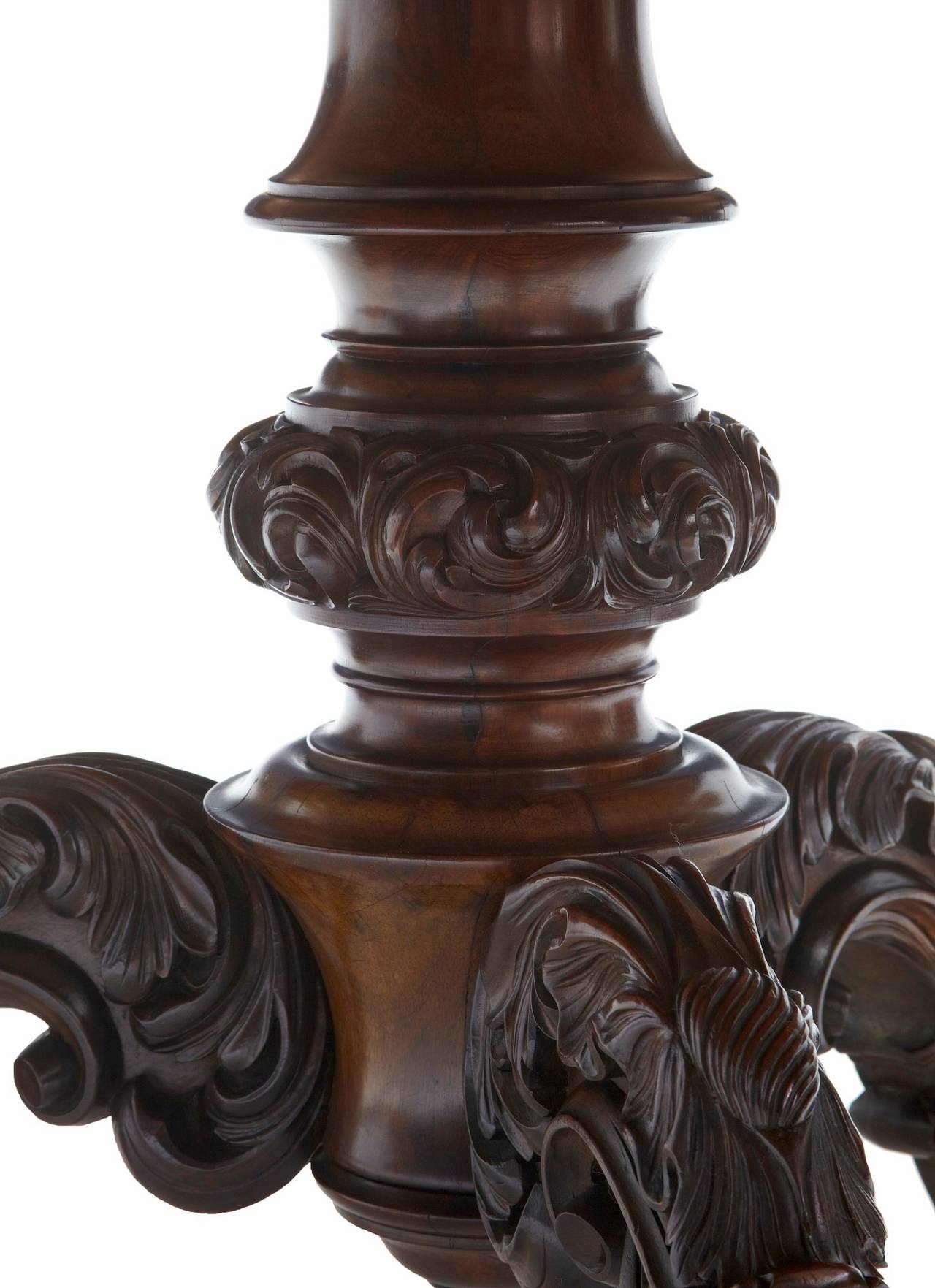 Baroque Fine 19th Century Continental Carved Rosewood Center Dining Table